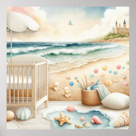 Pastellstrand Barnrum Poster