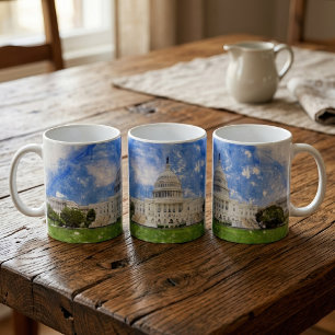 Pastellteckning av Kapitolium i USA Kaffemugg