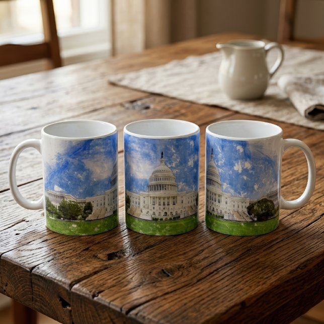 Pastellteckning av Kapitolium i USA Kaffemugg (Pastel Drawing of the United States Capitol. Coffee Mug)