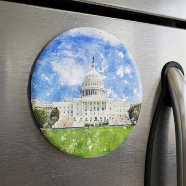 Pastellteckning av Kapitolium i USA Magnet (Pastel Drawing of the United States Capitol. Magnet)