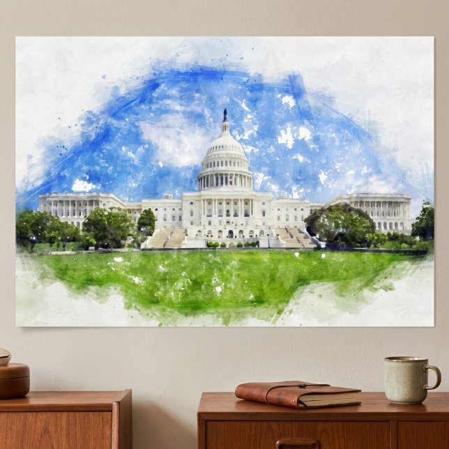 Pastellteckning av Kapitolium i USA Poster (Pastel Drawing of the United States Capitol. Poster)