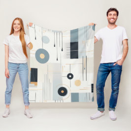 Pastelltoner, retrogeometrisk mönster fleecefilt
