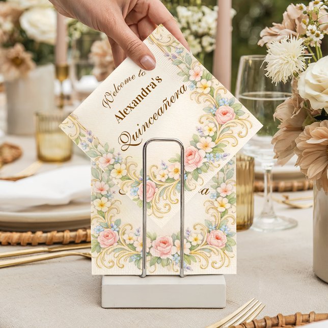Pastellträdgård Barock Quinceañera Pappersservett (Skapare uppladdad)