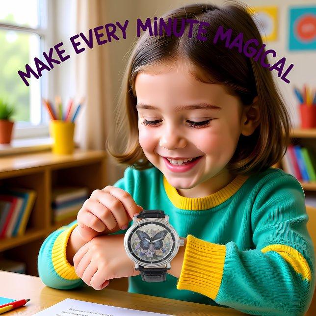 Pastellträdgård" - Blå Fjäril Armbandsur (Skapare uppladdad)