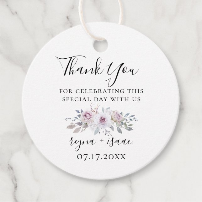 Pastellträdgård Blommig Bröllop Tack Gåvor Etiketter (Framsida)