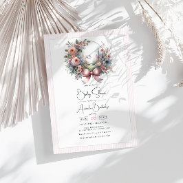 Pastellträdgården blommar: Bow-floral baby shower Inbjudningar