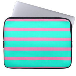 Pastellturkos Blue-grönt and Rosa Rand Laptop Fodral