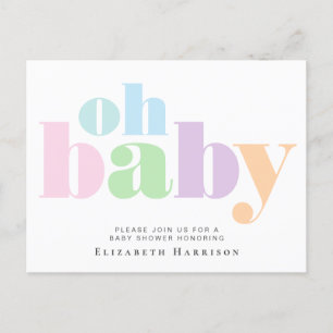Pastelltypografi för babyskor inbjudan vykort