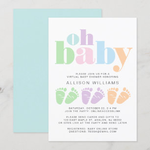 Pastelltypografi för virtuell visning av Baby-matn Inbjudningar