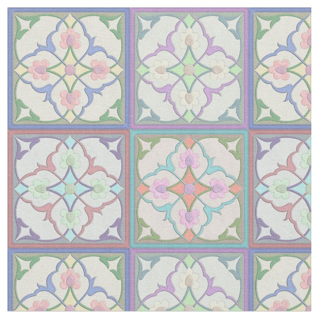 Pastellvariationer för afghansk Tile Mönster, 4 tu Tyg (Närbild)