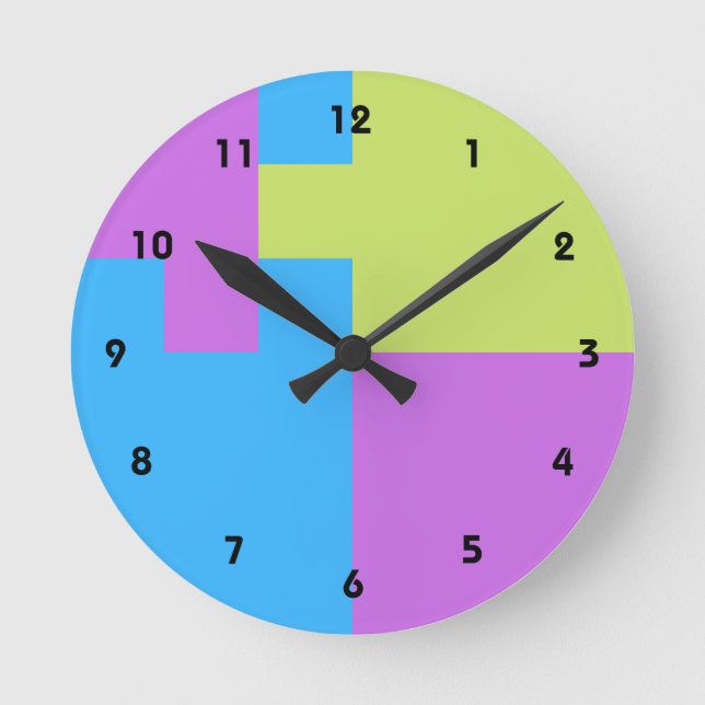 Pastelrino Modern Färg Block Rund Klocka (Framsida)