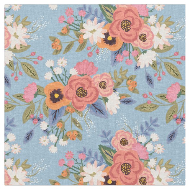 Pastels Boho Blommigt Bouquets Mönster Tyg (Närbild)