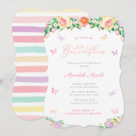 Pastels Butterflies Garden Möhippa Party Inbjudningar