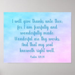 Pastels Christian Art Wonderully Made Psalm 139 Poster
