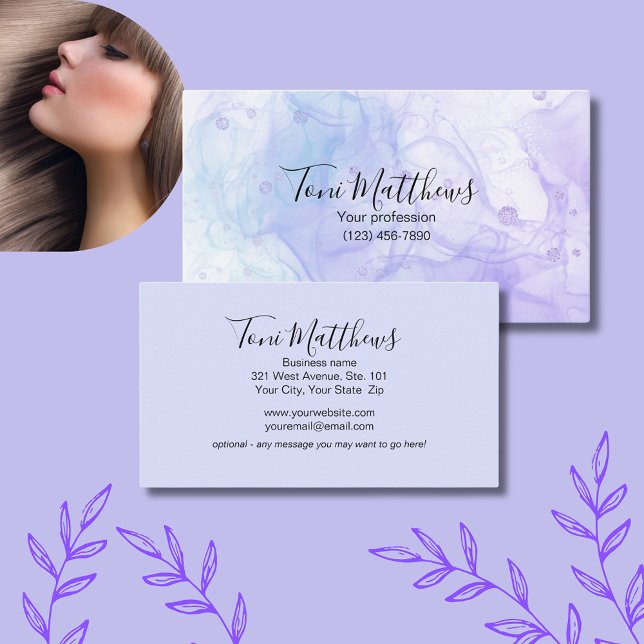 Pastels Glam Elegant Salon Visitkort (Colorful pastels come together to create a stylish and eye-catching business card.)
