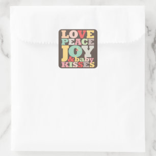 Pastels Kärlek Peace Joy & Baby Kisses 1:a jul Fyrkantigt Klistermärke