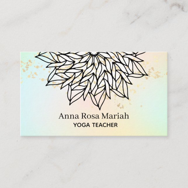 *~* Pastels  Mandala Glitter Andlig Yoga Visitkort (Framsida)