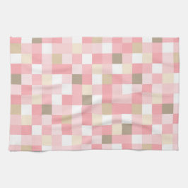 PASTELSKADER AV ROSA OCH BROWN CUBE MÖNSTER KÖKSHANDDUK