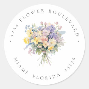 Paster blommor Bouquet Botaniska Returadressen Runt Klistermärke