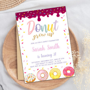 Pastil Färg Donut Birthday-inbjudningar Inbjudningar