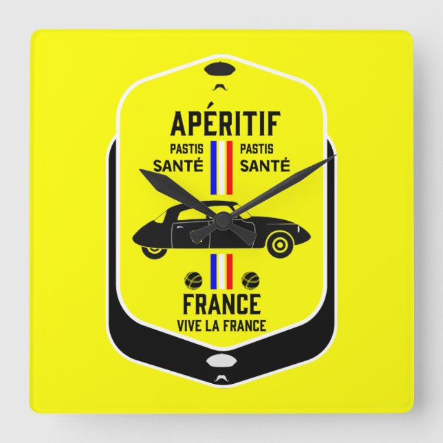 Pastis de Marseille Frankrike Fyrkantig Klocka (Framsida)