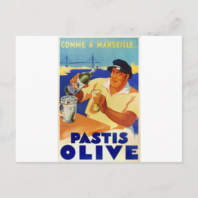 Pastis Olive - Comme a Marseille Vykort (Framsida)