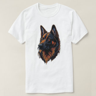 Pastor Alemao Preto Laranja Face T Shirt