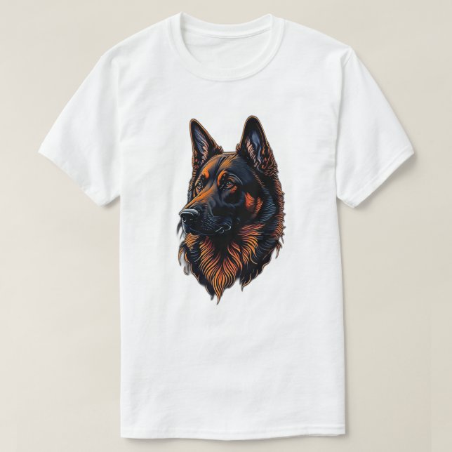 Pastor Alemao Preto Laranja Face T Shirt (Design framsida)