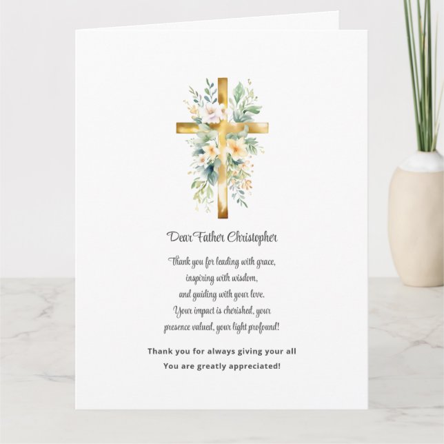 Pastor Appreciation Thank You Card - Floral Kort (Framsida)