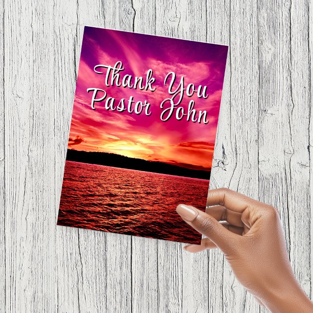 Pastor Appreciation Vykort | Ocean Rosa Solnedgång (Pastor Appreciation Postcard | Ocean Pink Sunset)