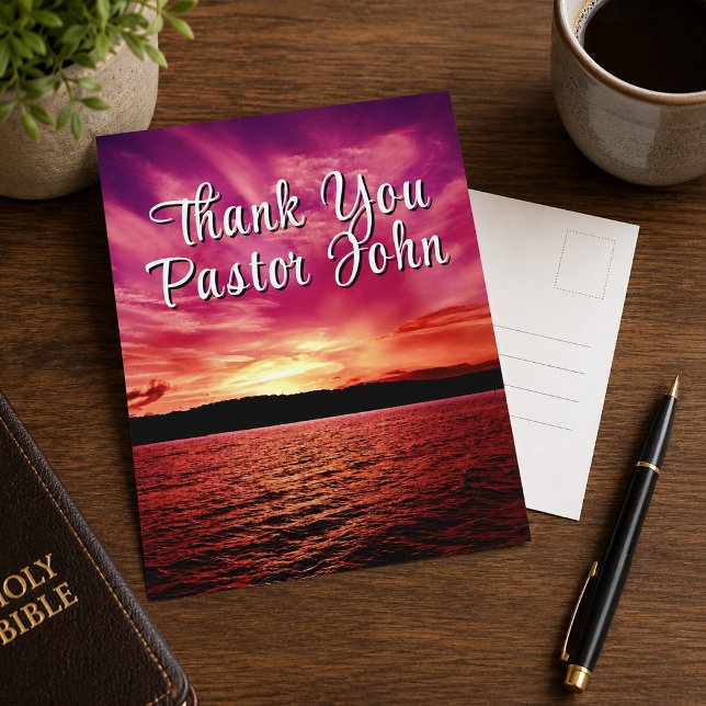 Pastor Appreciation Vykort | Ocean Rosa Solnedgång (Skapare uppladdad)