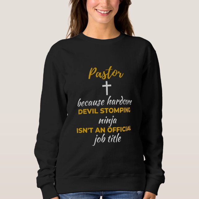 Pastor Because Hardcore Devil Stomping Ninja T Shirt (Framsida)