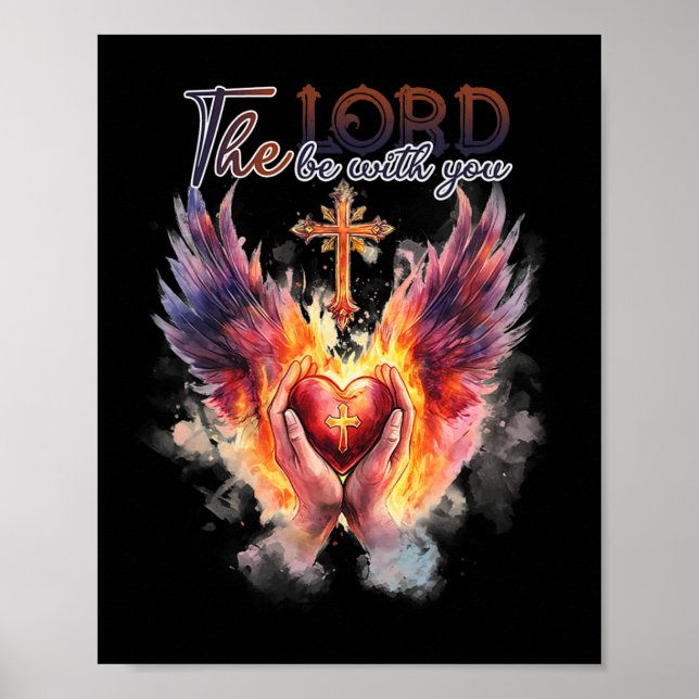 Pastor - Bönande händer framför heligt hjärta  Poster (Framsidan)