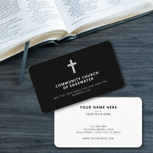 Pastor Church Modern Minimal Religiösa Kor Black Visitkort