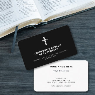 Pastor Church Modern Minimal Religiösa Kor Black Visitkort