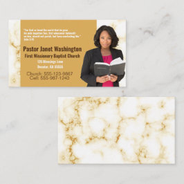 Pastor eller Deacon Guld Marble Photo Church Busin Visitkort