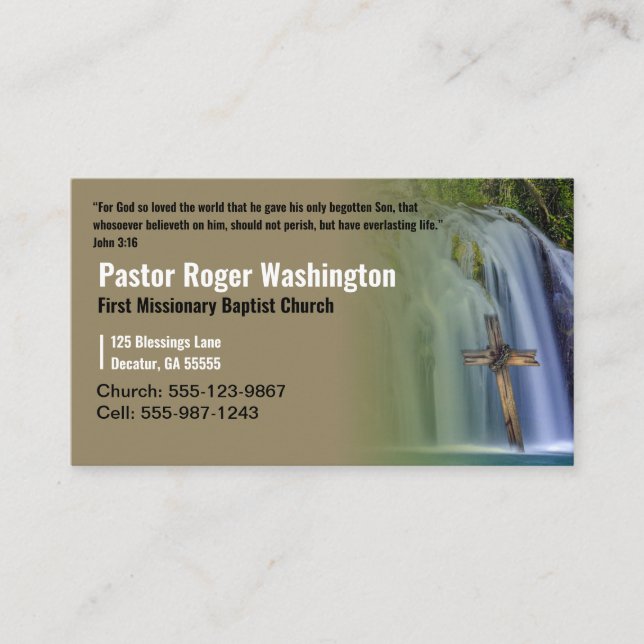 Pastor eller Deacon Kor vattenfall Church C Visitkort (Framsida)