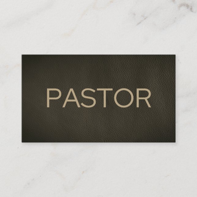 Pastor Faded Svart Nött Läder Kyrka Visitkort (Framsida)