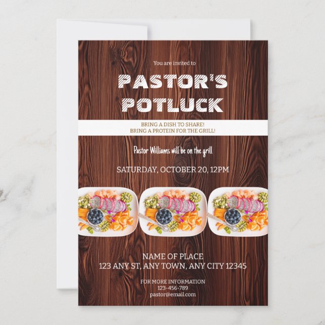 Pastor Fire & Fellowship Potluck Invitation Inbjudningar (Framsida)