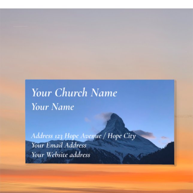 Pastor från den kristna kyrkan i Scenia Mountain Visitkort (Personalize this custom business card or invitation card with Church, name or Chrisitian Bible verse)