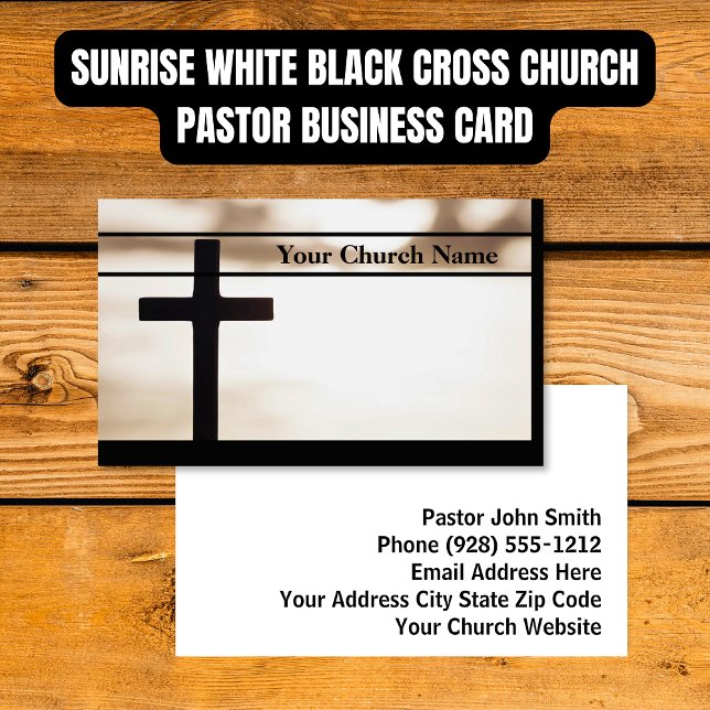 Pastor från Sunrise White Black Kor Church Visitkort (Sunrise White Black Cross Church Pastor Business Card
)
