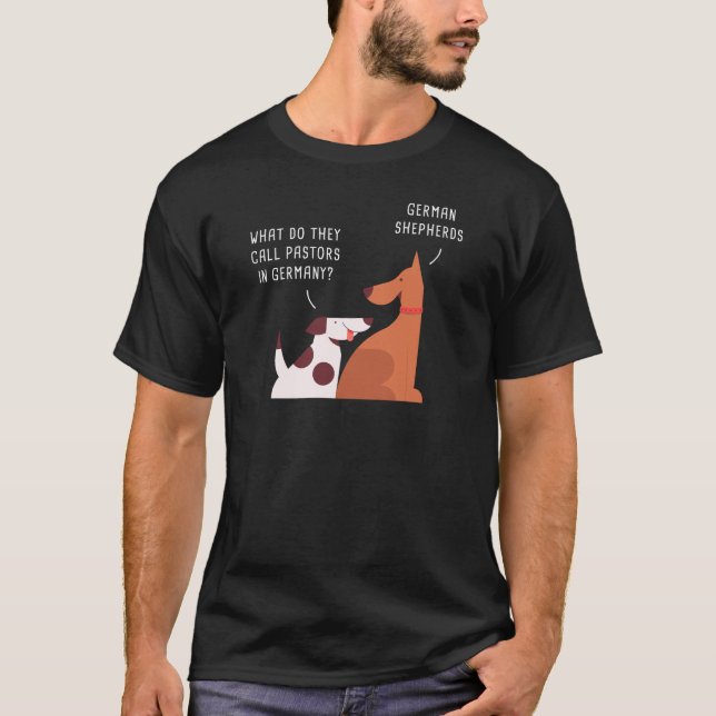 Pastor Funny German Shepherd Hundar Clean Christia T Shirt (Framsida)