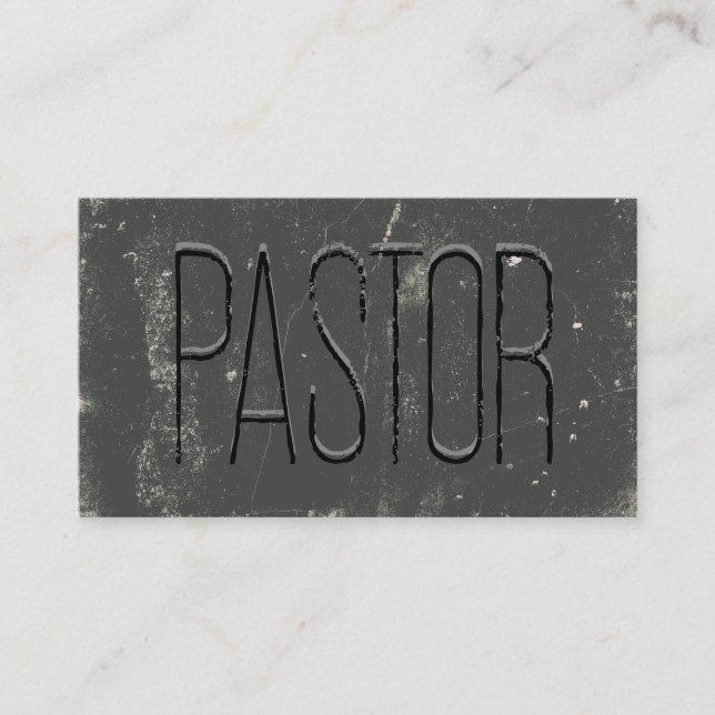 Pastor Grått Grunge Chalkboard Church Visitkort (Framsida)