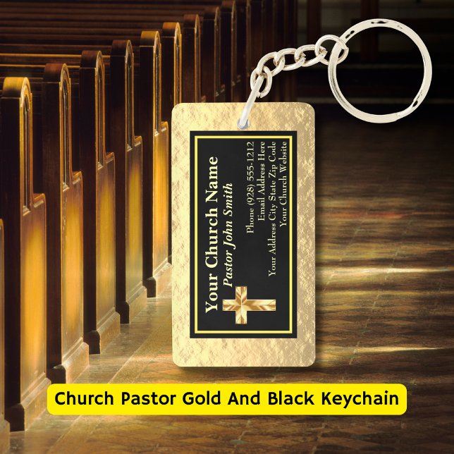 Pastor Guld och Black Bulk från kyrkan (Church Pastor Gold And Black Keychain
)