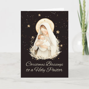 Pastor jul Blessings Madonna och Child Kort