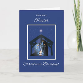 Pastor jul Blessings Manger på Blue Kort