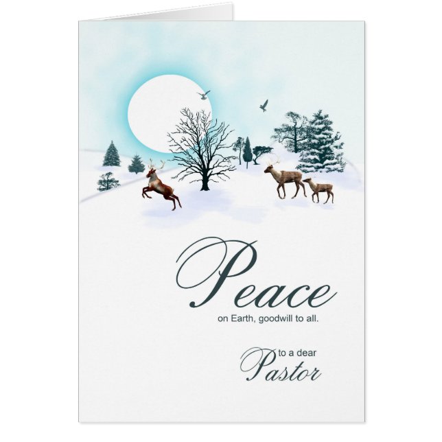 Pastor, julscen med renar hälsningskort (Framsidan)