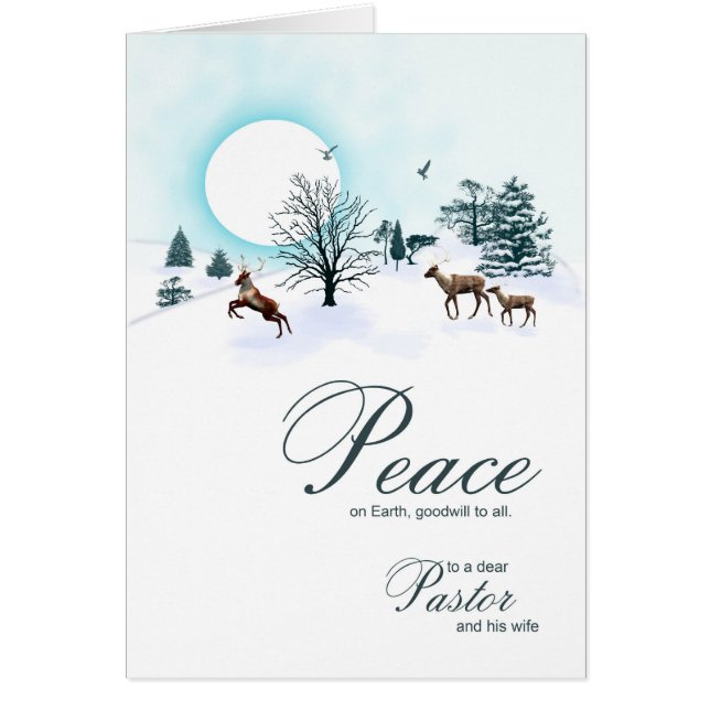 Pastor och hans fru, jul med renen hälsningskort (Framsidan)