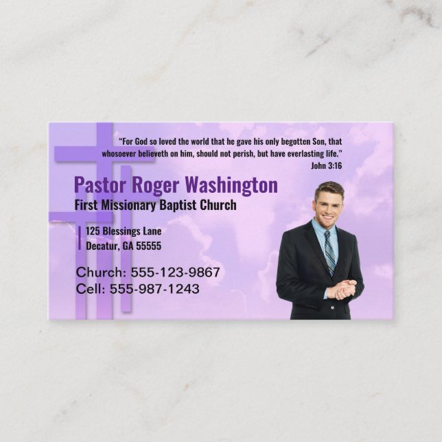 Pastor or eller Deacon Photo Church Affärskort Visitkort (Framsida)