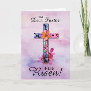 Pastor Påsk Han är Risen Kor Watercolor Flowers Kort
